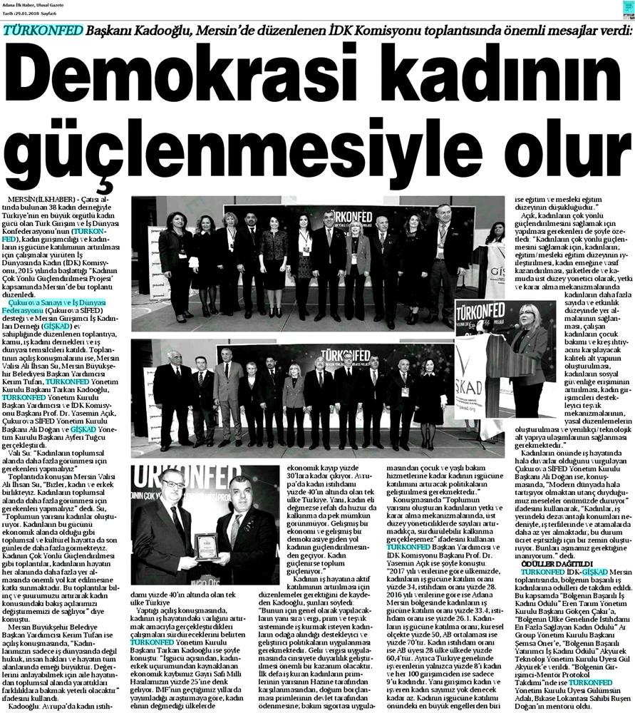 TÜRKONFED İDK Giskad Kadinin Cok Yonlu Guclendirilmesi Projesi Mersin Toplantısı Medya Yansimalari 26 Ocak 2018 Mersin - 19