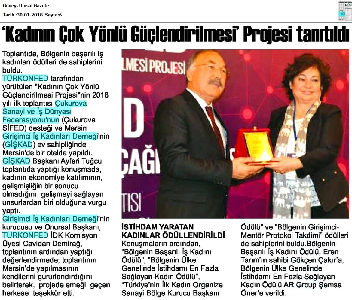 TÜRKONFED İDK Giskad Kadinin Cok Yonlu Guclendirilmesi Projesi Mersin Toplantısı Medya Yansimalari 26 Ocak 2018 Mersin - 32
