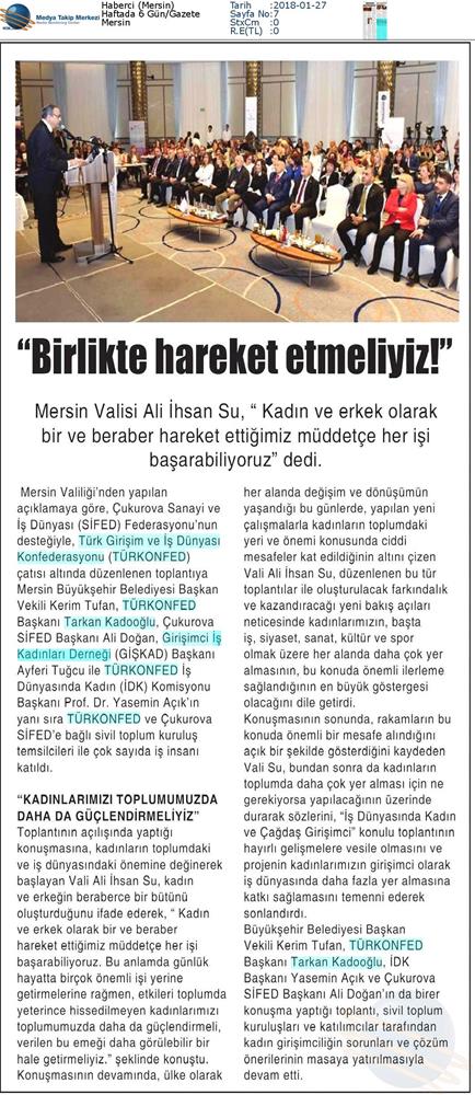 TÜRKONFED İDK Giskad Kadinin Cok Yonlu Guclendirilmesi Projesi Mersin Toplantısı Medya Yansimalari 26 Ocak 2018 Mersin - 42