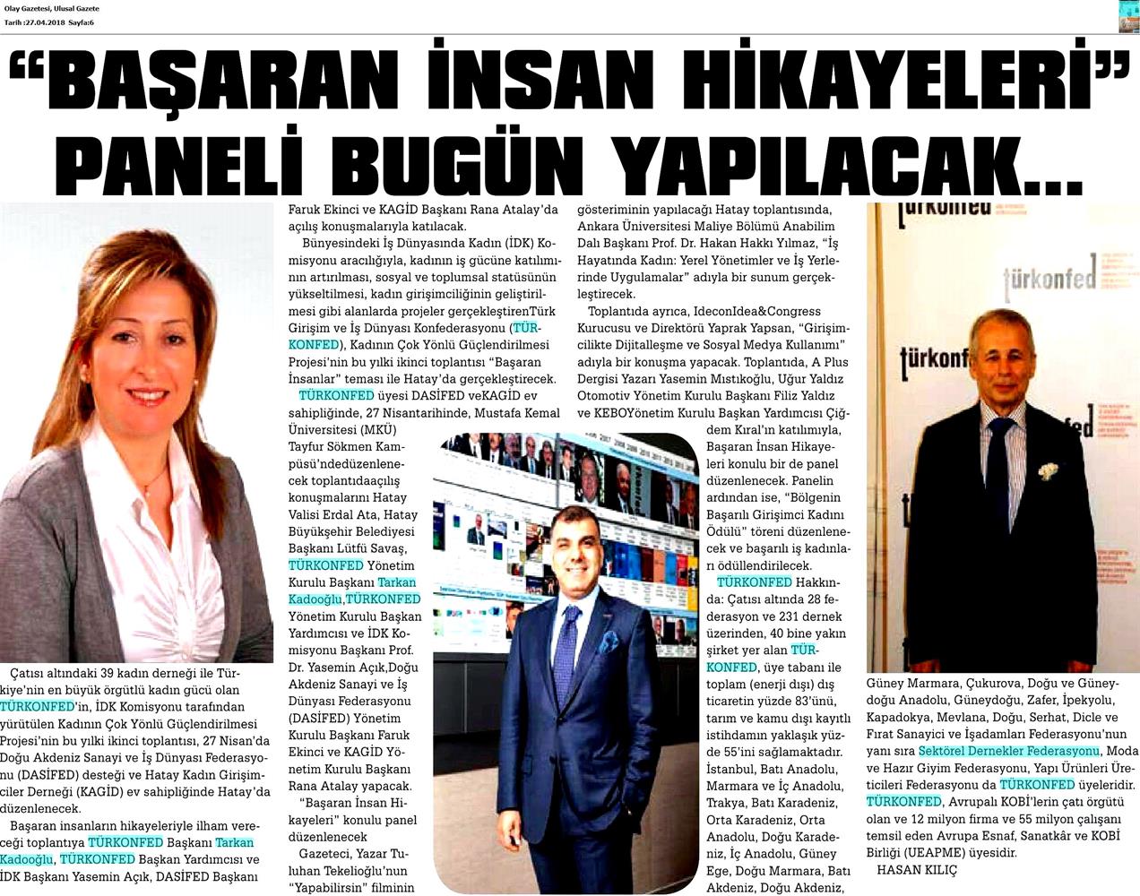 TÜRKONFED İDK Kagid Kadinin Cok Yonlu Guclendirilmesi Projesi Hatay Toplantısı Medya Yansimalari 27 Nisan 2018 Hatay - 2