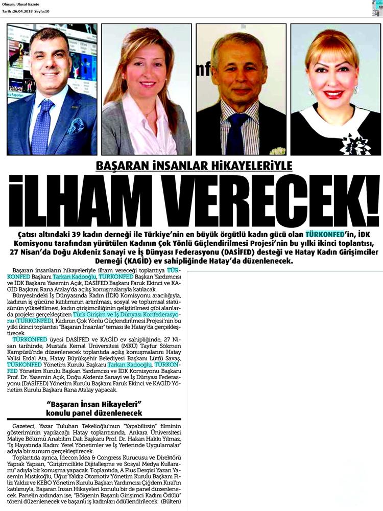 TÜRKONFED İDK Kagid Kadinin Cok Yonlu Guclendirilmesi Projesi Hatay Toplantısı Medya Yansimalari 27 Nisan 2018 Hatay - 5