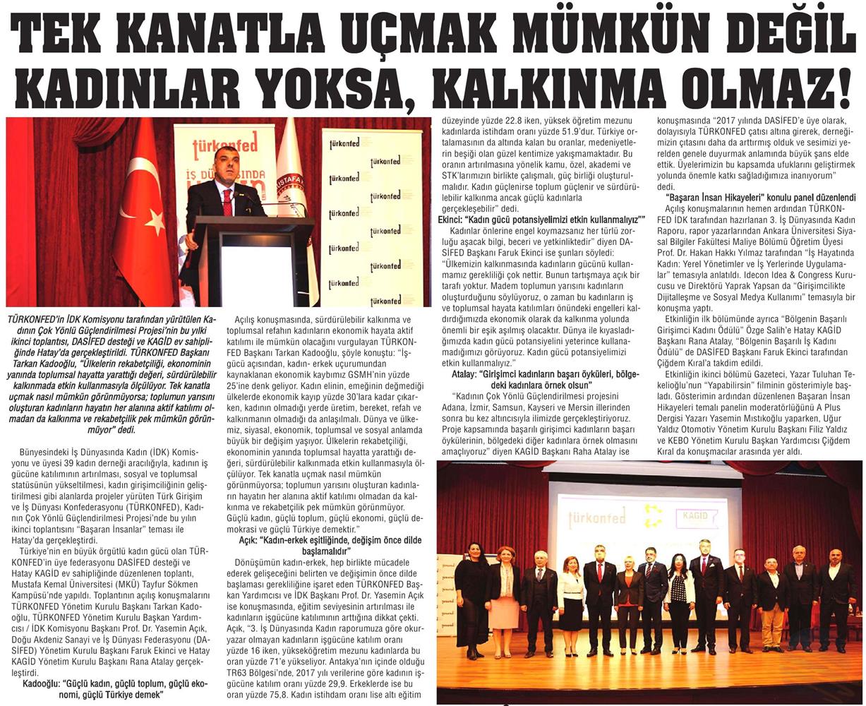 TÜRKONFED İDK Kagid Kadinin Cok Yonlu Guclendirilmesi Projesi Hatay Toplantısı Medya Yansimalari 27 Nisan 2018 Hatay - 7
