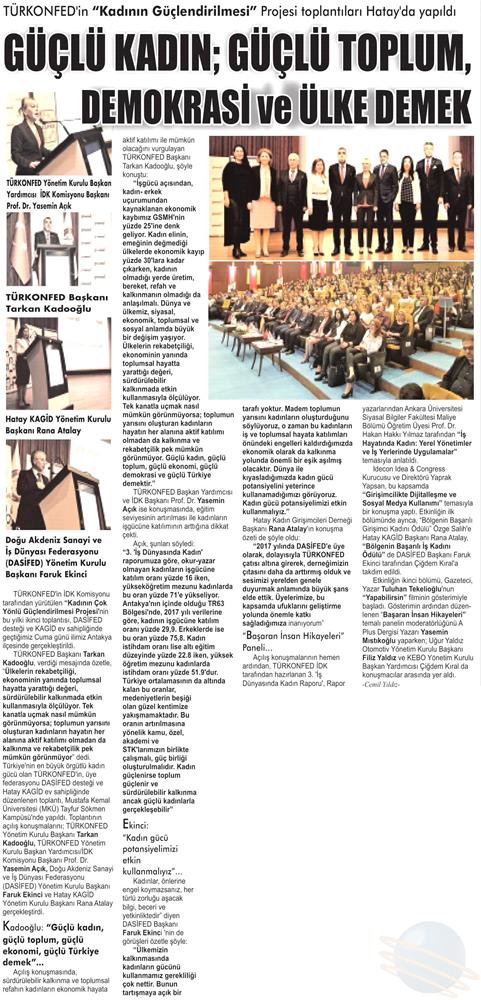 TÜRKONFED İDK Kagid Kadinin Cok Yonlu Guclendirilmesi Projesi Hatay Toplantısı Medya Yansimalari 27 Nisan 2018 Hatay - 10