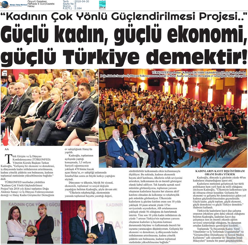 TÜRKONFED İDK Kagid Kadinin Cok Yonlu Guclendirilmesi Projesi Hatay Toplantısı Medya Yansimalari 27 Nisan 2018 Hatay - 11