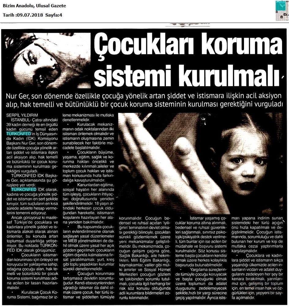 TÜRKONFED İDK Başkani Nur Ger Den Cocuk Istismari Ve Siddetine Yonelik Aciklama 07 Temmuz 2018 - 9