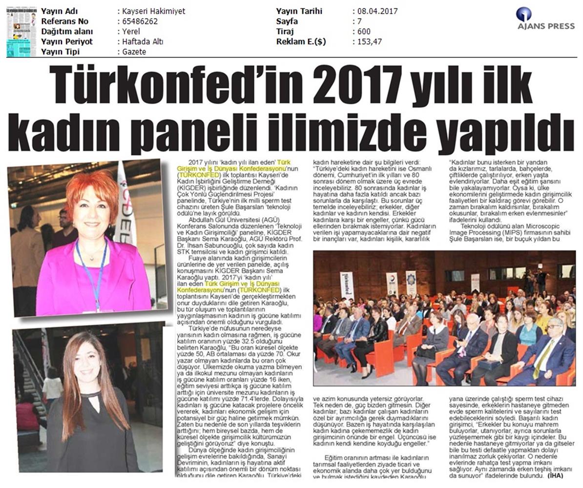 TÜRKONFED İDK Kadinin Cok Yonlu Guclendirilmesi Projesi Kayseri Toplantısı Medya Yansimalari 2 8 9 Nisan 2017 - 3