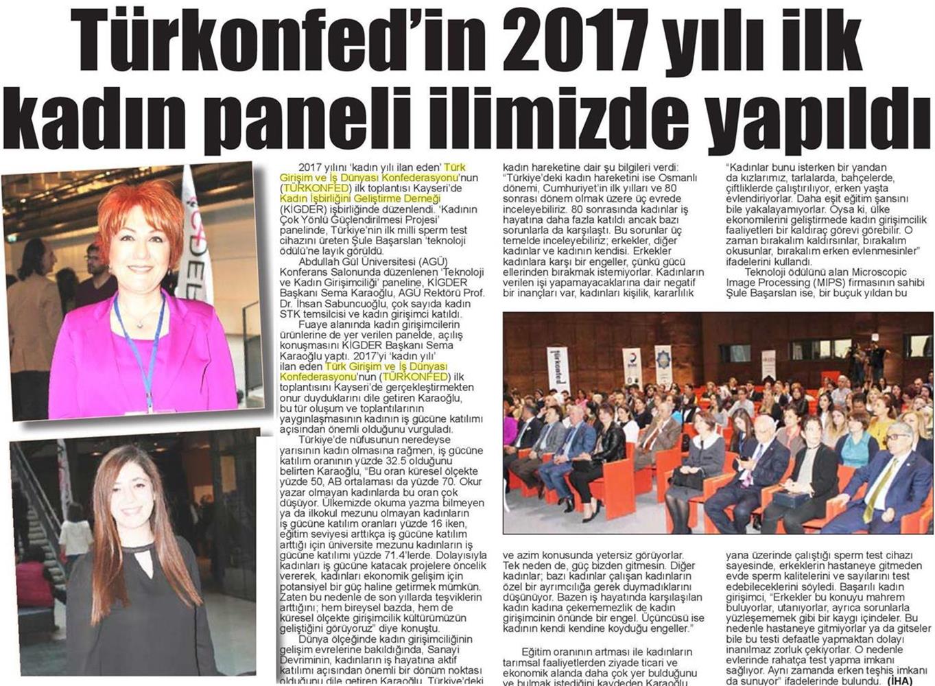 TÜRKONFED İDK Kadinin Cok Yonlu Guclendirilmesi Projesi Kayseri Toplantısı Medya Yansimalari 2 8 9 Nisan 2017 - 16