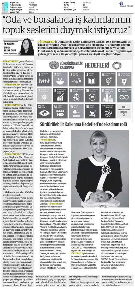 TÜRKONFED Idkdan Is Kadinlarina Cagri Basin Bulteni Medya Yansimalari 21 Eylul 2017 Istanbul - 3