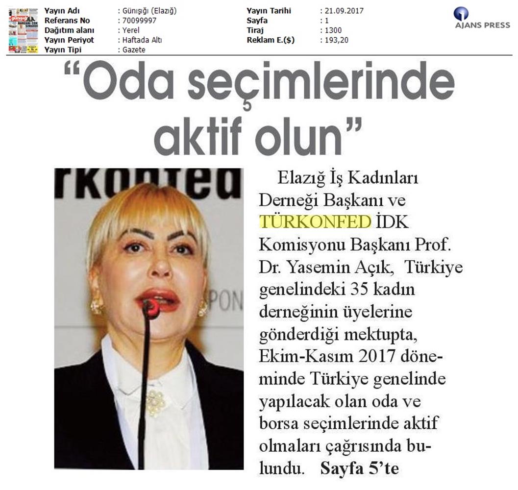 TÜRKONFED Idkdan Is Kadinlarina Cagri Basin Bulteni Medya Yansimalari 21 Eylul 2017 Istanbul - 5