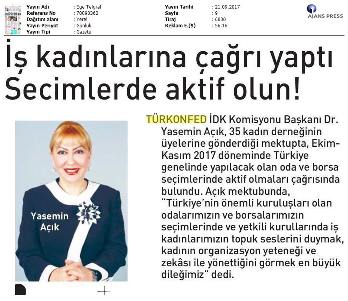 TÜRKONFED Idkdan Is Kadinlarina Cagri Basin Bulteni Medya Yansimalari 21 Eylul 2017 Istanbul - 8