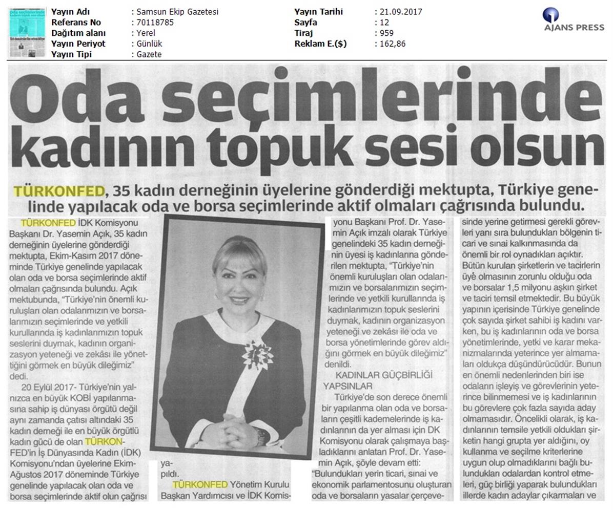 TÜRKONFED Idkdan Is Kadinlarina Cagri Basin Bulteni Medya Yansimalari 21 Eylul 2017 Istanbul - 13