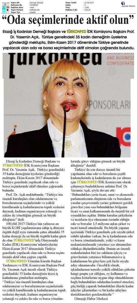 TÜRKONFED Idkdan Is Kadinlarina Cagri Basin Bulteni Medya Yansimalari 21 Eylul 2017 Istanbul - 23