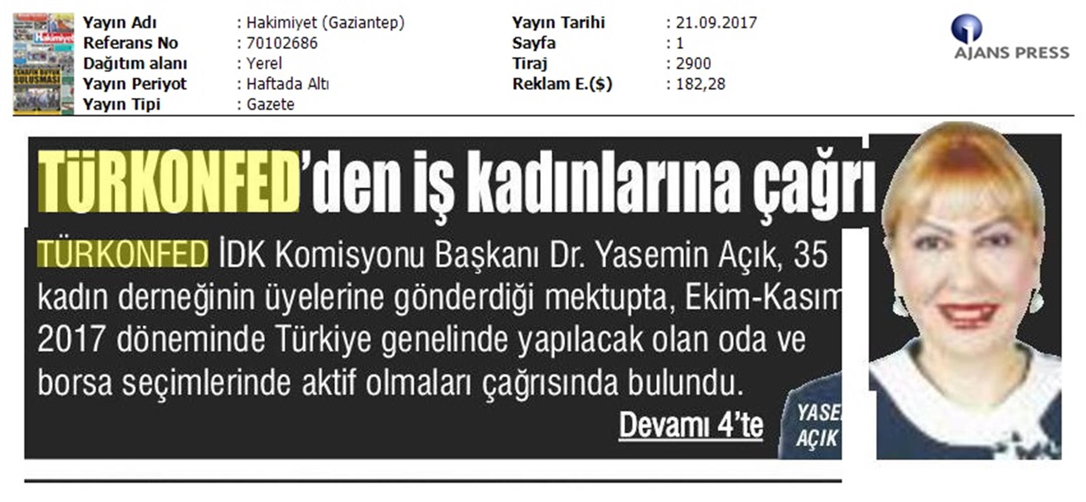 TÜRKONFED Idkdan Is Kadinlarina Cagri Basin Bulteni Medya Yansimalari 21 Eylul 2017 Istanbul - 25