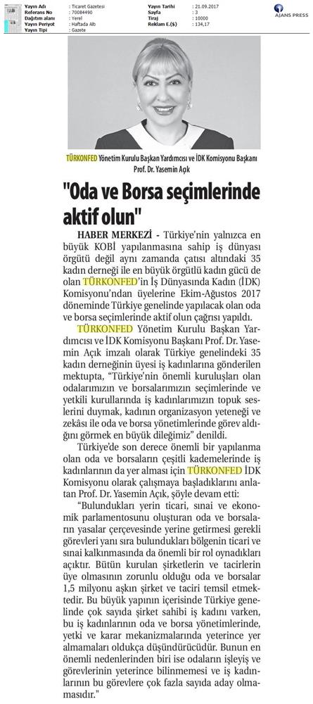 TÜRKONFED Idkdan Is Kadinlarina Cagri Basin Bulteni Medya Yansimalari 21 Eylul 2017 Istanbul - 26