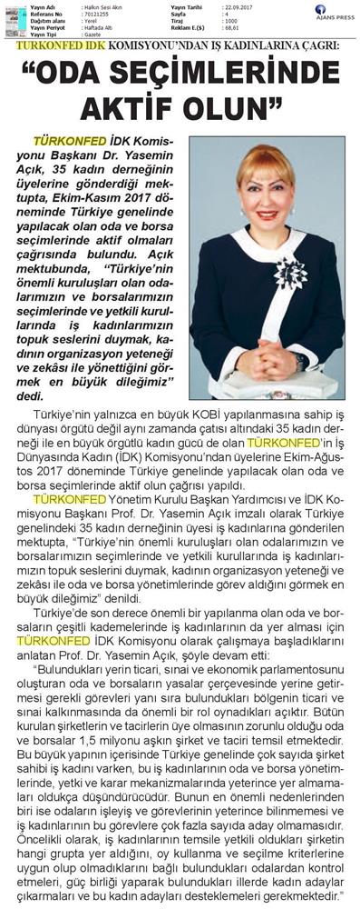TÜRKONFED Idkdan Is Kadinlarina Cagri Basin Bulteni Medya Yansimalari 21 Eylul 2017 Istanbul - 27