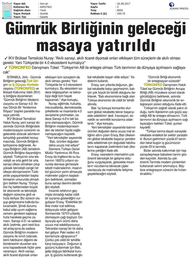 TÜRKONFED Ikv Gumruk Birligi Sohbetleri Medya Yansimalari 24 Agustos 2017 Istanbul - 31
