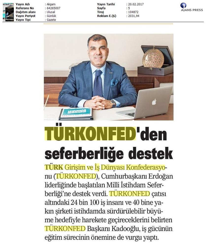 TÜRKONFED Istihdamda Surdurulebilir Buyumeye Odaklaniyoruz Basin Yansimalari 20 Subat 2017 - 10