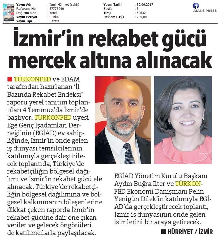 TÜRKONFED Izmir Rekabet Endeksi Toplantısı On Basin Yansimalari 30 Haziran 2017 - 9