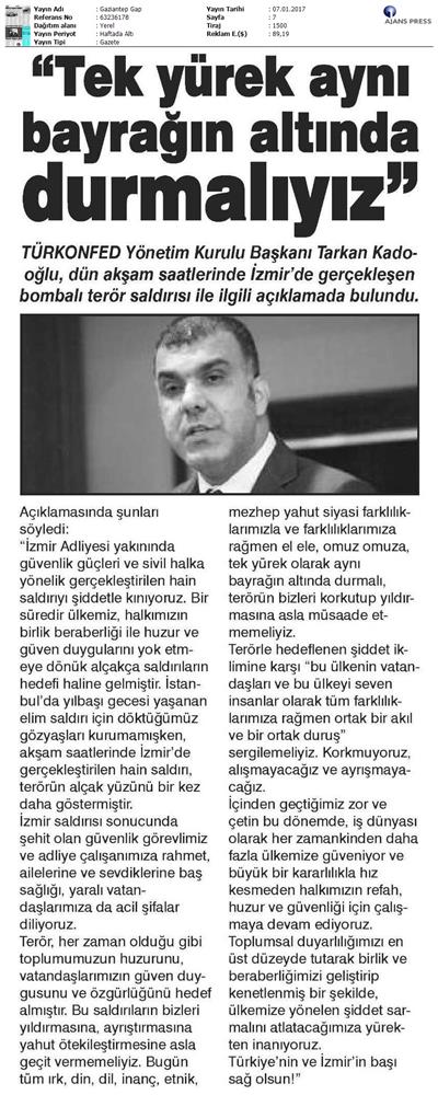 TÜRKONFED Izmir Teror Saldirisi Kinama Mesaji Medya Yansimalari 07012017 - 7