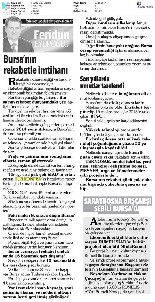 TÜRKONFED Marsifed Türkiye Icin Bir Rekabet Endeksi Raporu Bursa Toplantısı Medya Yansimalari 3 Ekim 2017 - 11