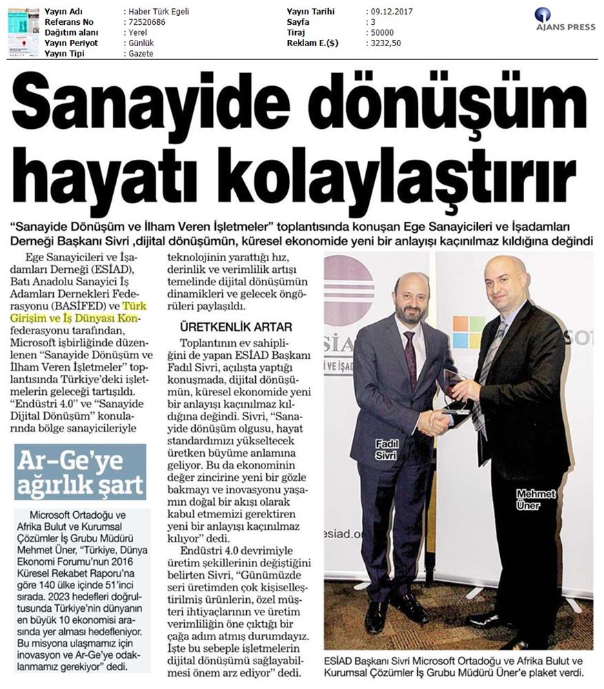 TÜRKONFED Microsoft Esiad Dijital Dönüşüm Toplantısı Medya Yansimalari 8 10 Aralik 2017 - 4
