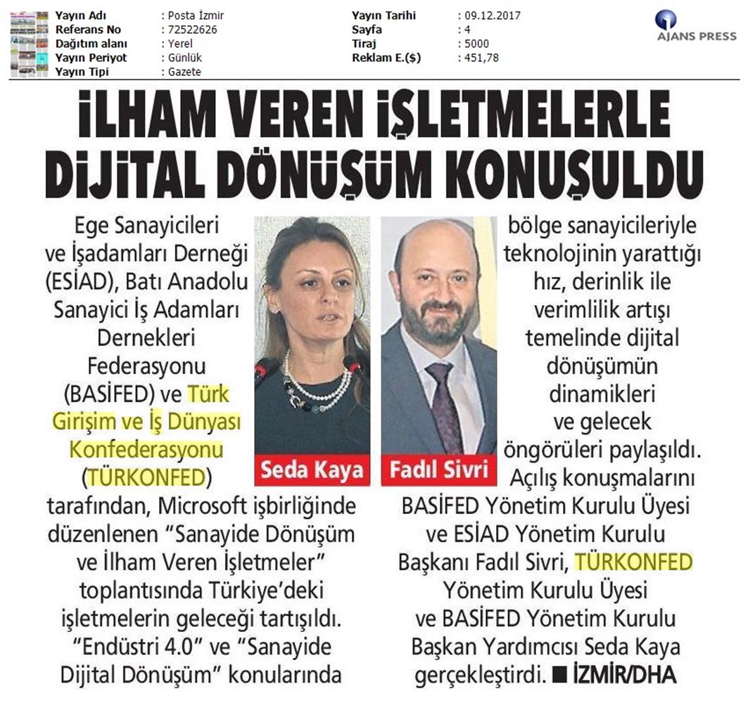 TÜRKONFED Microsoft Esiad Dijital Dönüşüm Toplantısı Medya Yansimalari 8 10 Aralik 2017 - 11