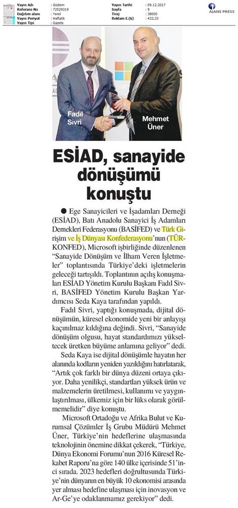 TÜRKONFED Microsoft Esiad Dijital Dönüşüm Toplantısı Medya Yansimalari 8 10 Aralik 2017 - 14