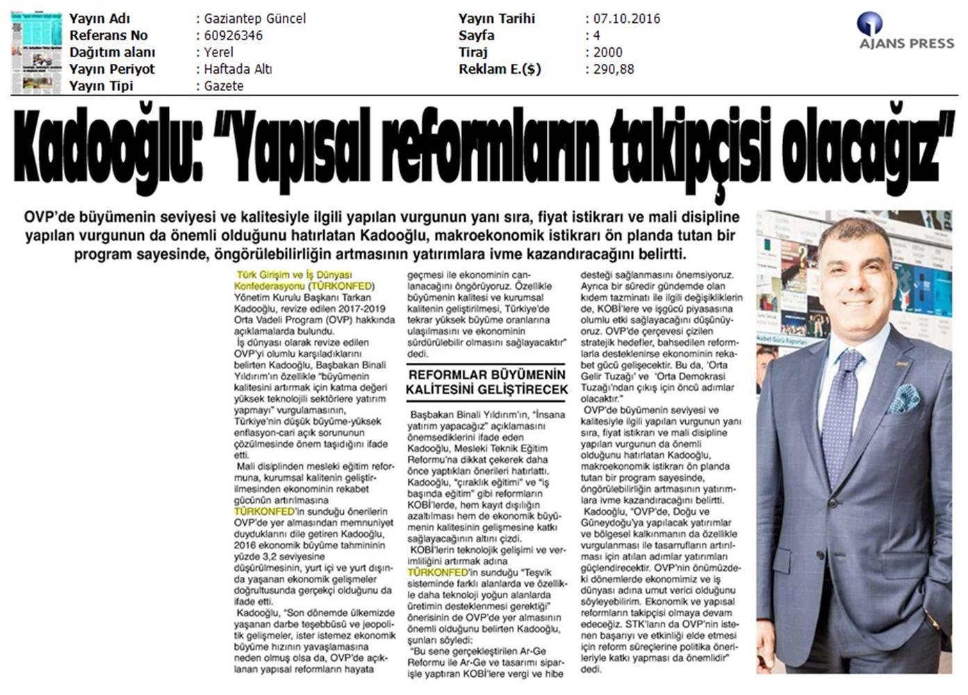 TÜRKONFED OVP Basin Aciklamasi Medya Yansimalari 7 Ekim 2016 - 9