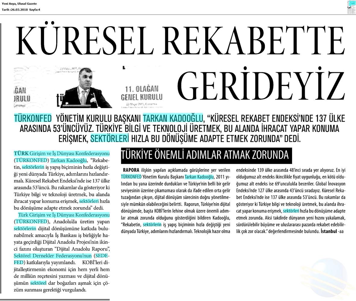 TÜRKONFED Sedefed Dijital Anadolu Raporu Medya Yansimalari 26 Mart 2018 - 9