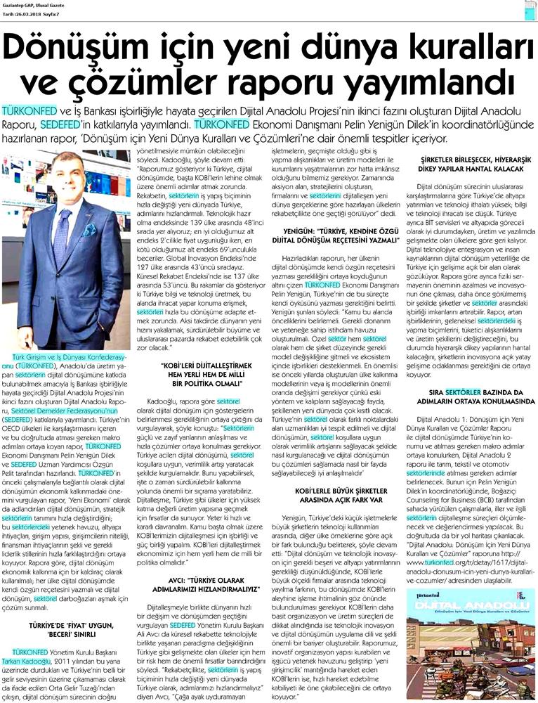 TÜRKONFED Sedefed Dijital Anadolu Raporu Medya Yansimalari 26 Mart 2018 - 11