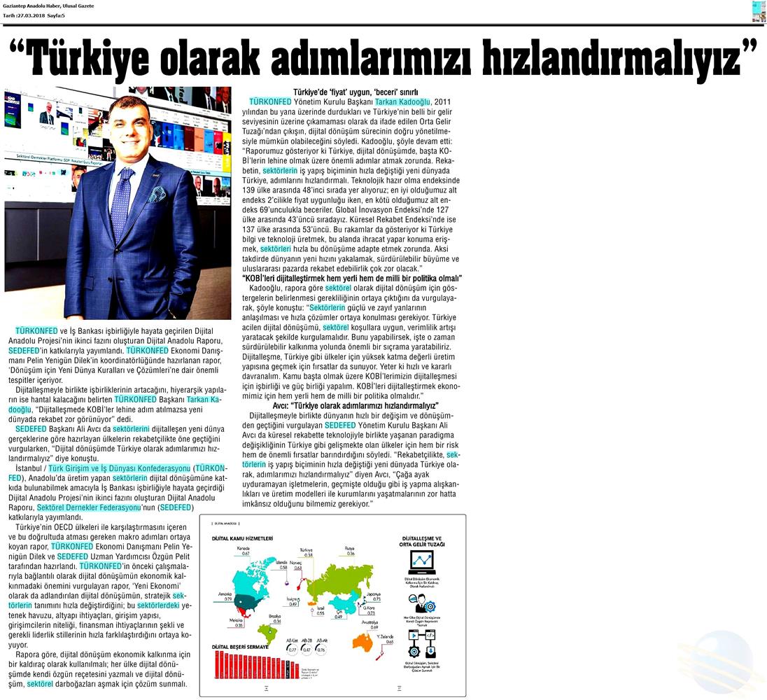 TÜRKONFED Sedefed Dijital Anadolu Raporu Medya Yansimalari 26 Mart 2018 - 14