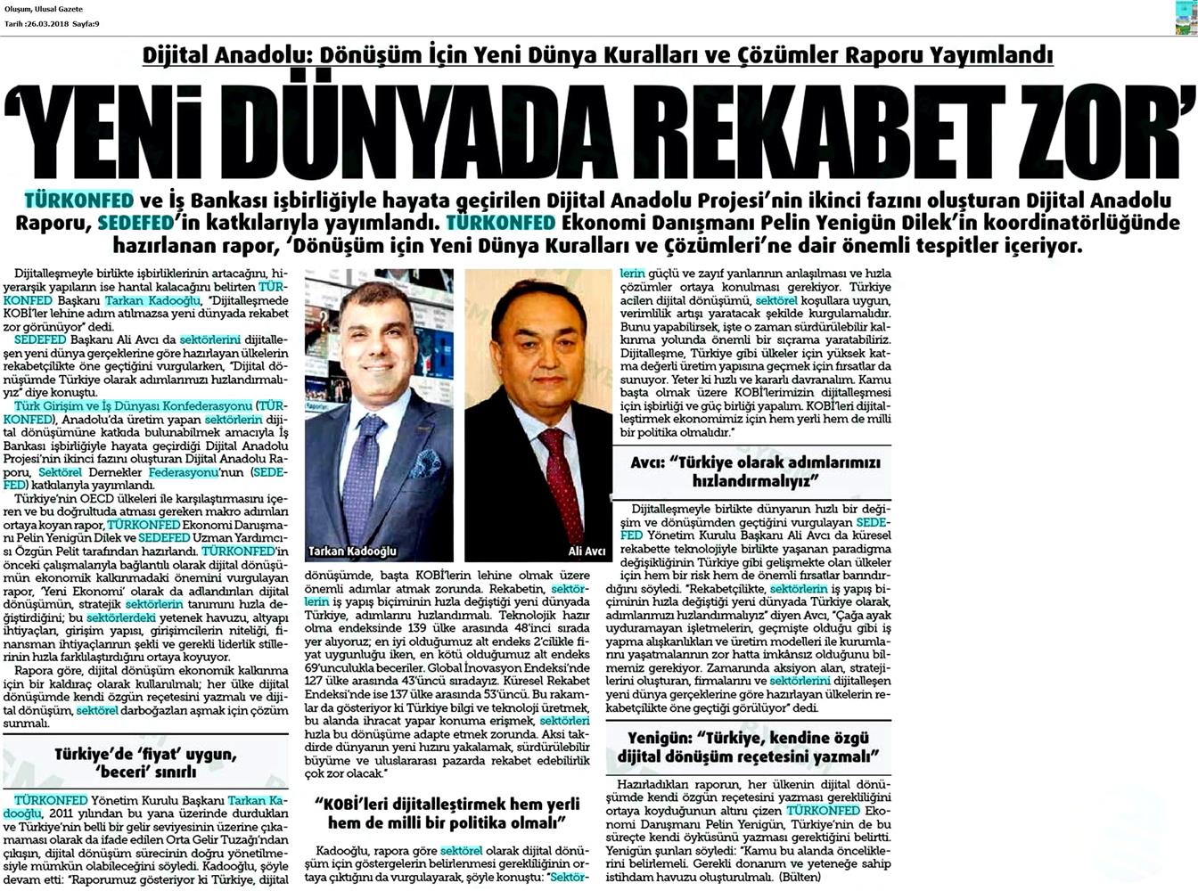TÜRKONFED Sedefed Dijital Anadolu Raporu Medya Yansimalari 26 Mart 2018 - 18