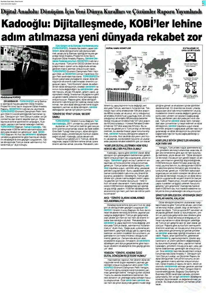 TÜRKONFED Sedefed Dijital Anadolu Raporu Medya Yansimalari 26 Mart 2018 - 19