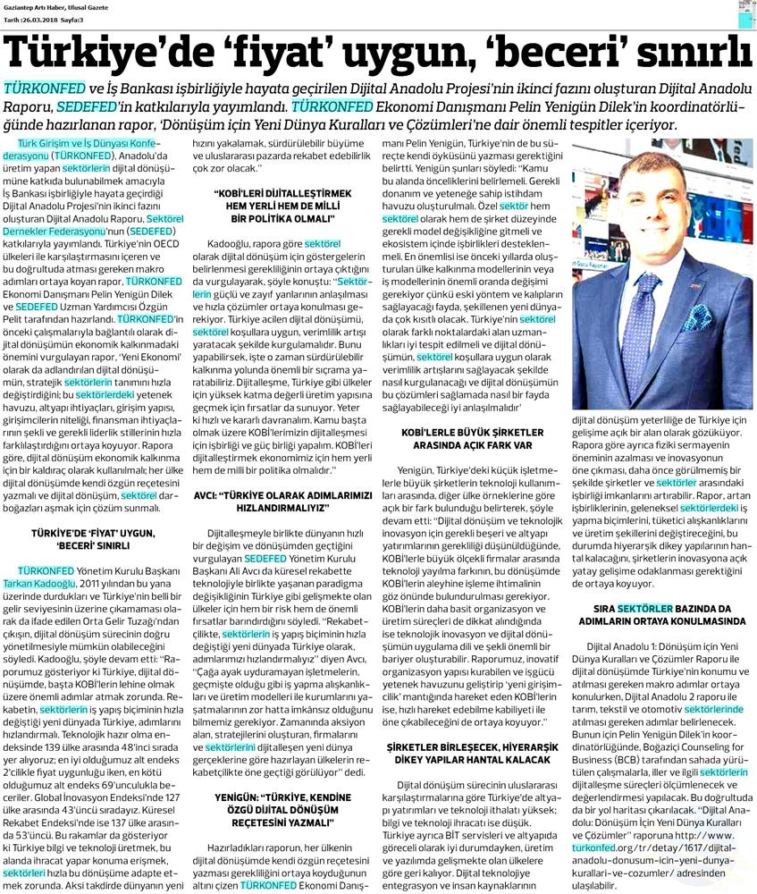 TÜRKONFED Sedefed Dijital Anadolu Raporu Medya Yansimalari 26 Mart 2018 - 20