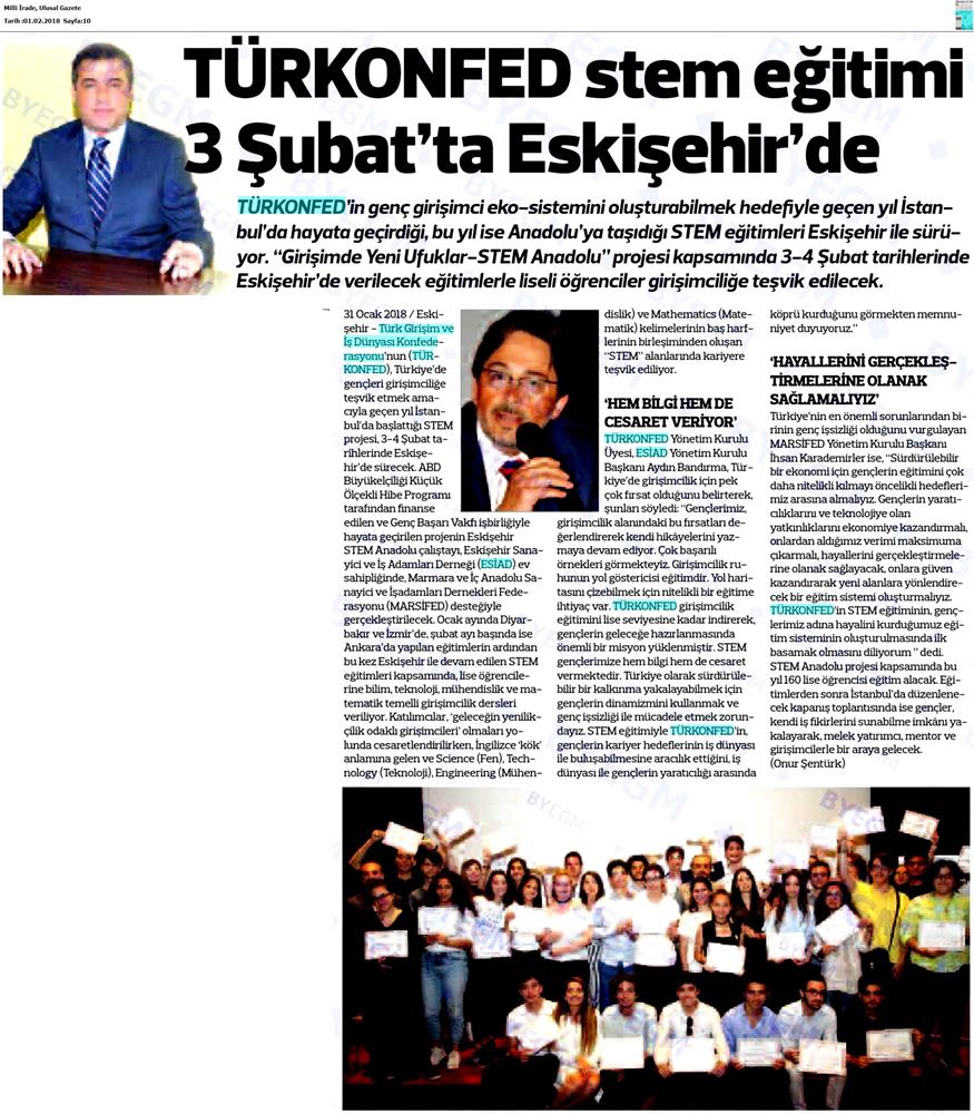 TÜRKONFED STEM Anadolu Eskisehir Egitimi Medya Yansimalari 2 3 Subat 2018 Eskisehir - 2