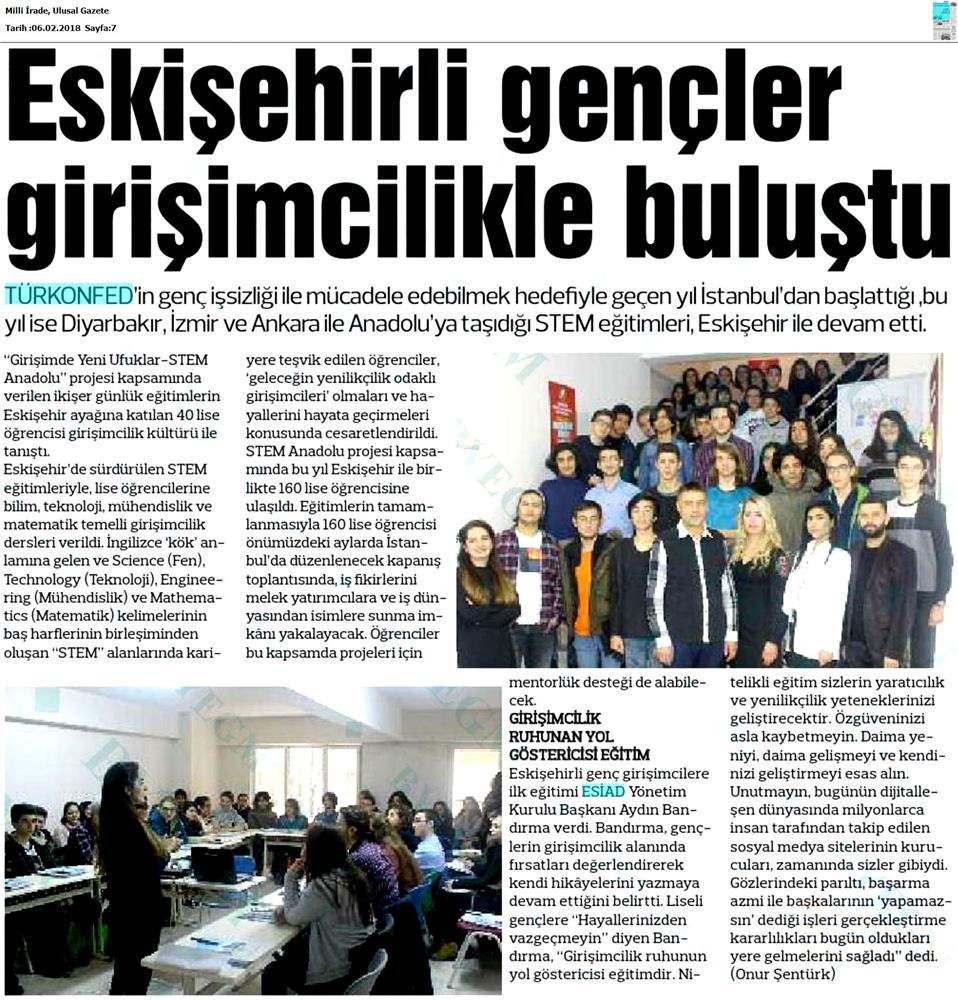 TÜRKONFED STEM Anadolu Eskisehir Egitimi Medya Yansimalari 2 3 Subat 2018 Eskisehir - 5