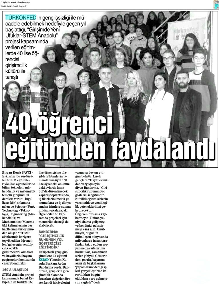 TÜRKONFED STEM Anadolu Eskisehir Egitimi Medya Yansimalari 2 3 Subat 2018 Eskisehir - 6