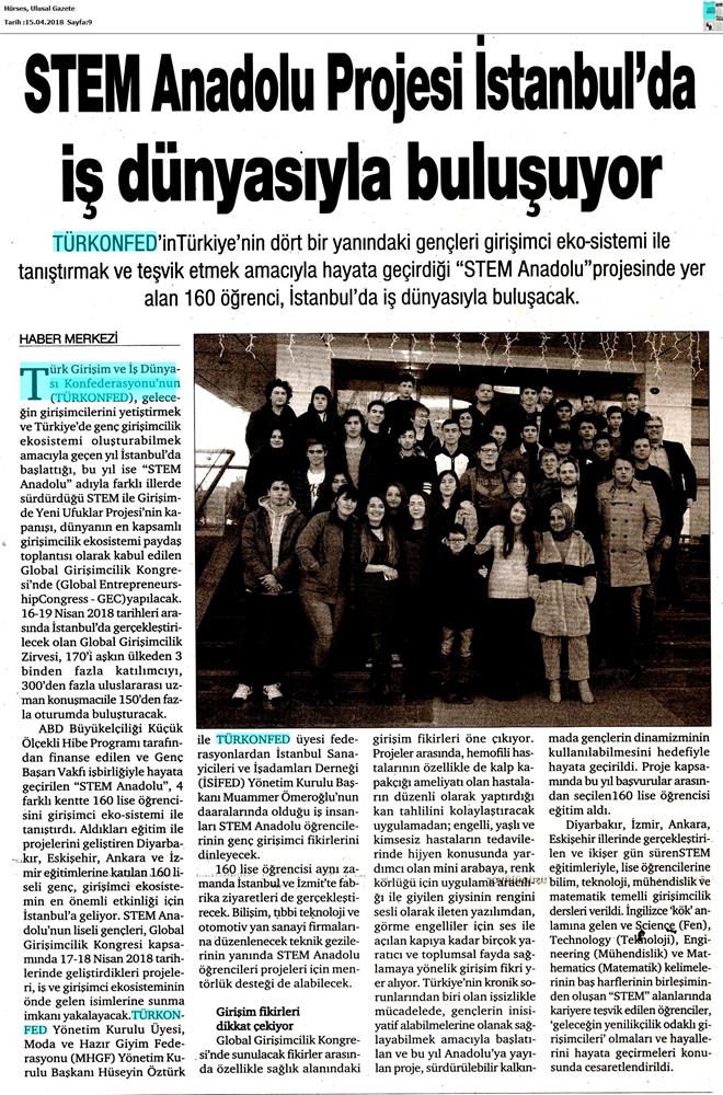 TÜRKONFED STEM Anadolu Global Girişimcilik Kongresi Medya Yansimalari 17 18 Nisan 2018 Istanbul - 4