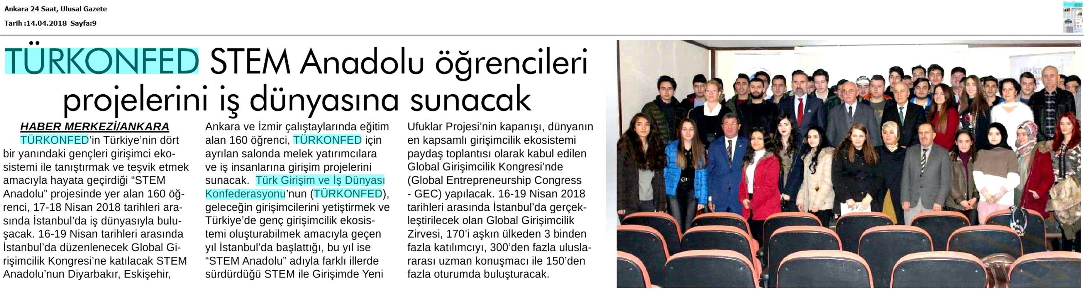 TÜRKONFED STEM Anadolu Global Girişimcilik Kongresi Medya Yansimalari 17 18 Nisan 2018 Istanbul - 20
