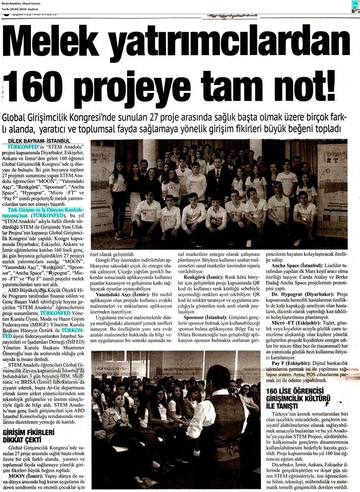 TÜRKONFED STEM Anadolu Global Girişimcilik Kongresi Medya Yansimalari 17 18 Nisan 2018 Istanbul - 25