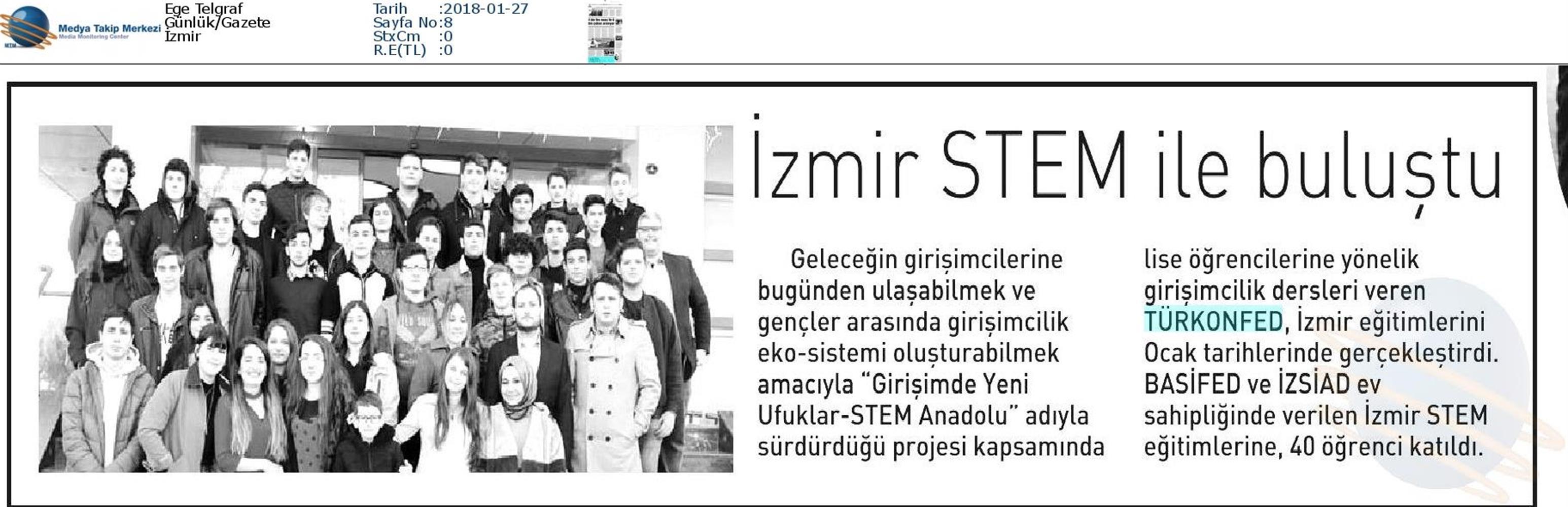 TÜRKONFED STEM Anadolu Izmir Egitimi Medya Yansimalari 27 Ocak 2018 Izmir - 4