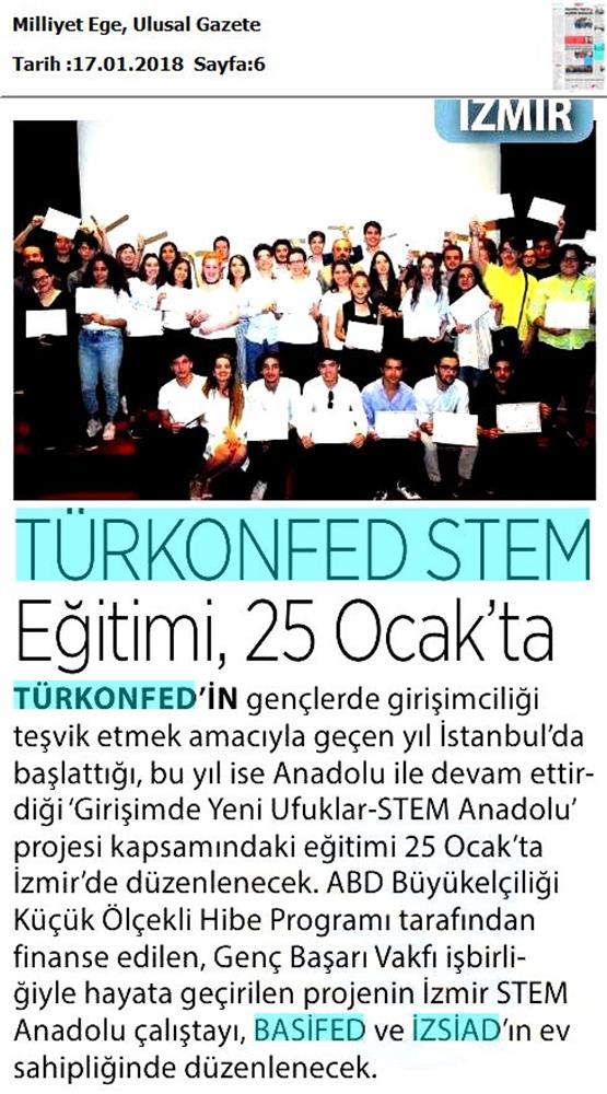 TÜRKONFED STEM Anadolu Izmir Egitimi Medya Yansimalari 27 Ocak 2018 Izmir - 14