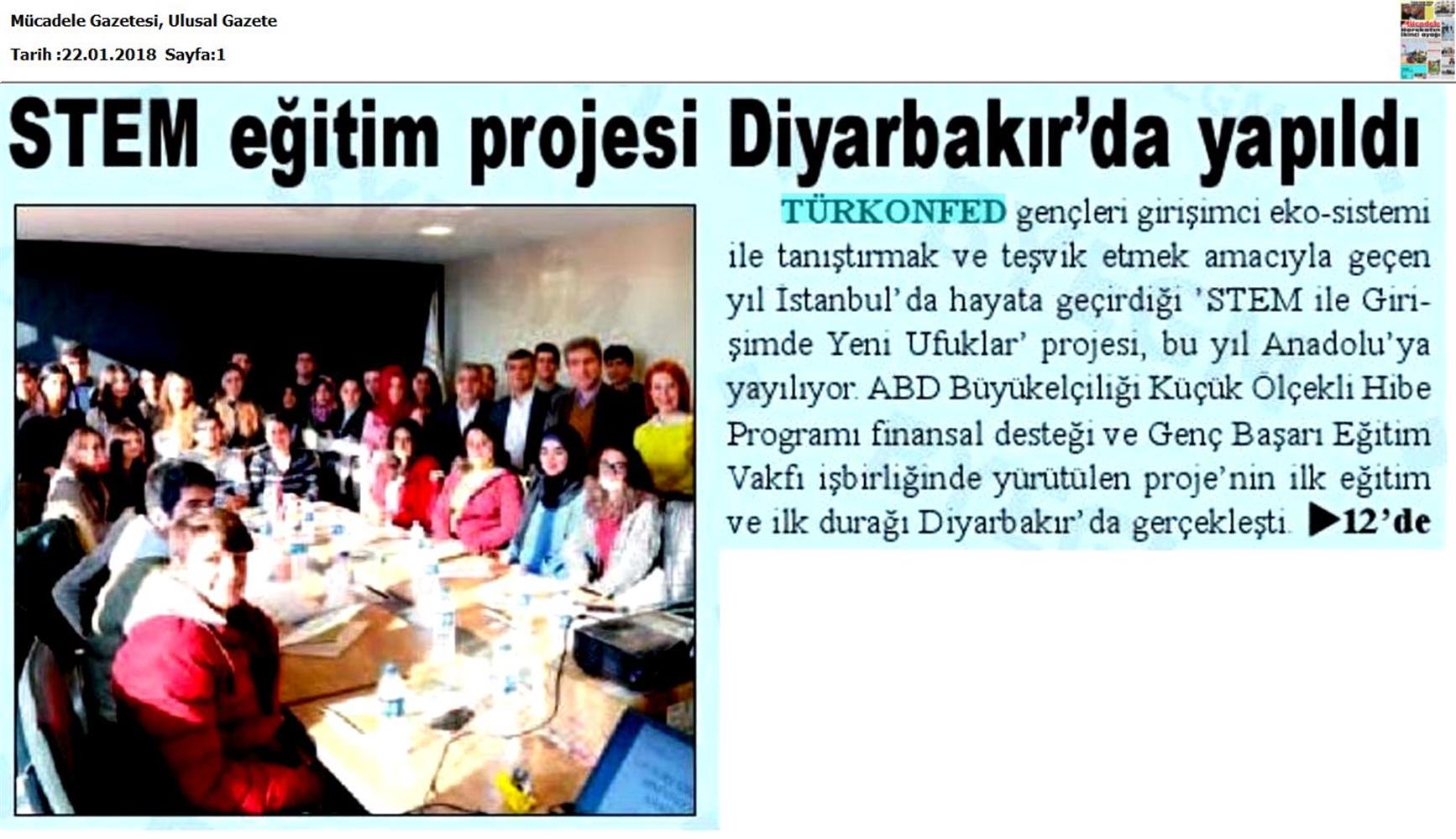 TÜRKONFED STEM Diyarbakir Egitimi Medya Yansimalari 22 Ocak 2018 Diyarbakir - 6