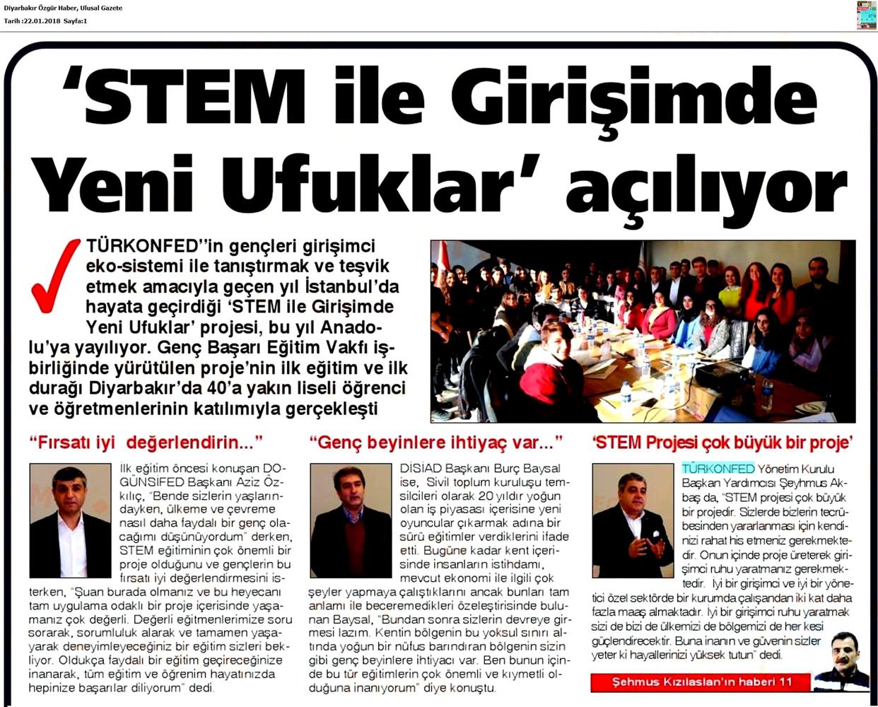 TÜRKONFED STEM Diyarbakir Egitimi Medya Yansimalari 22 Ocak 2018 Diyarbakir - 10