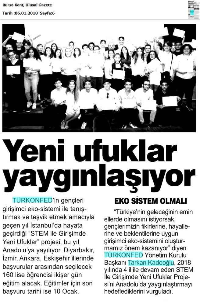 TÜRKONFED STEM Egitimini Anadoluya Yayiyor Medya Yansimalari 6 Ocak 2018 - 3