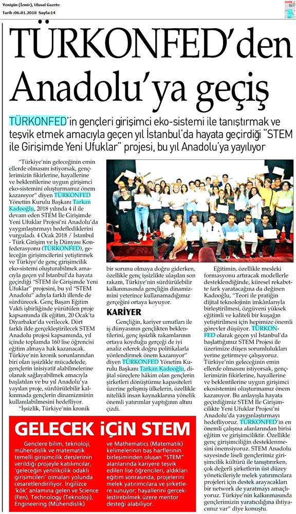 TÜRKONFED STEM Egitimini Anadoluya Yayiyor Medya Yansimalari 6 Ocak 2018 - 29