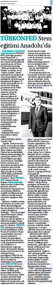 TÜRKONFED STEM Egitimini Anadoluya Yayiyor Medya Yansimalari 6 Ocak 2018 - 30