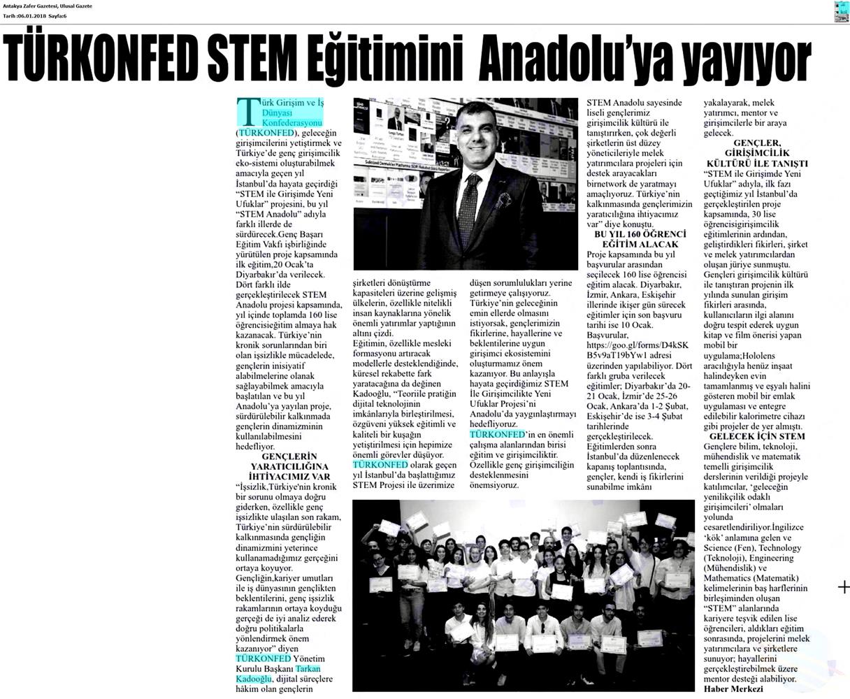 TÜRKONFED STEM Egitimini Anadoluya Yayiyor Medya Yansimalari 6 Ocak 2018 - 38