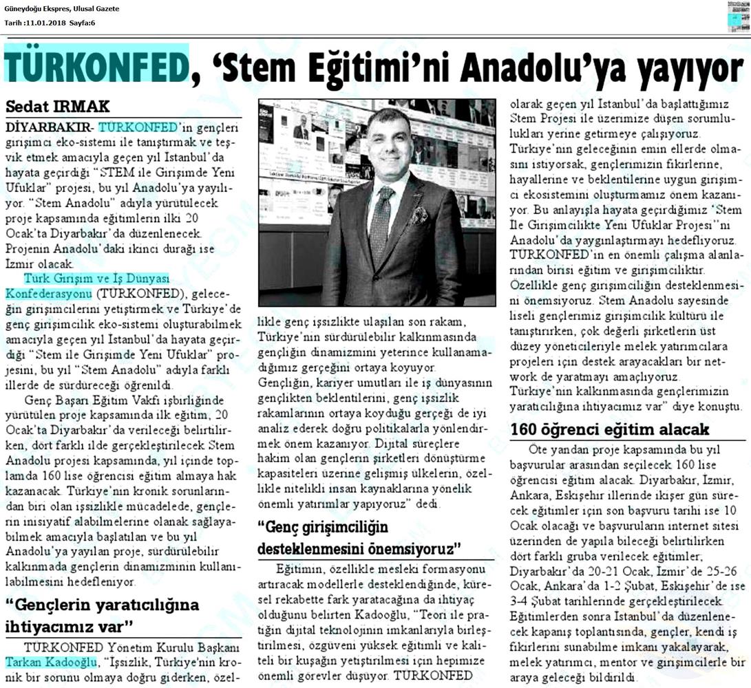 TÜRKONFED STEM Egitimini Anadoluya Yayiyor Medya Yansimalari 6 Ocak 2018 - 39