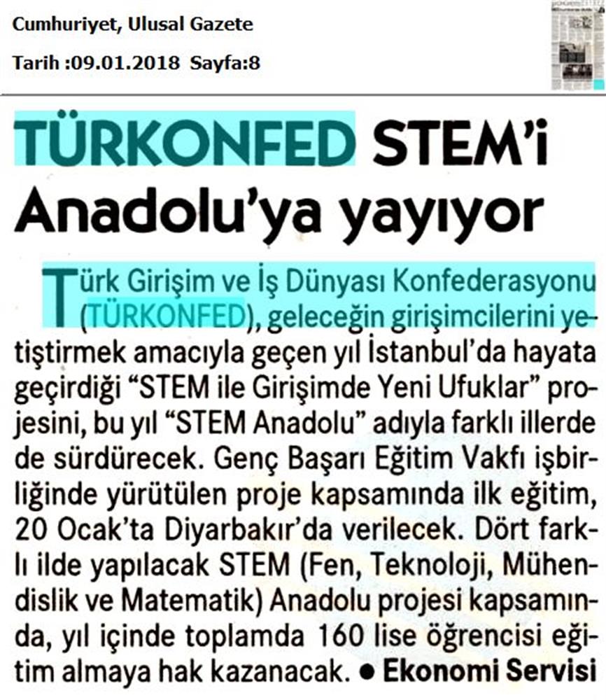 TÜRKONFED STEM Egitimini Anadoluya Yayiyor Medya Yansimalari 6 Ocak 2018 - 41